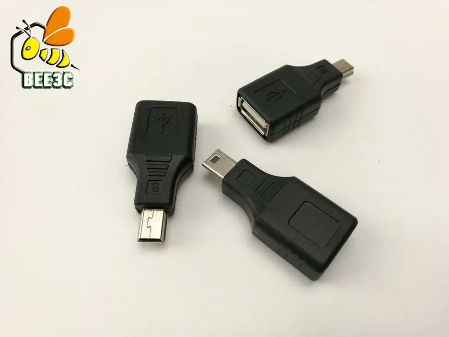 Черный USB 2,0 A Женский к Мини USB B 5Pin штекер OTG Хост адаптер конвертер Разъем 100 шт