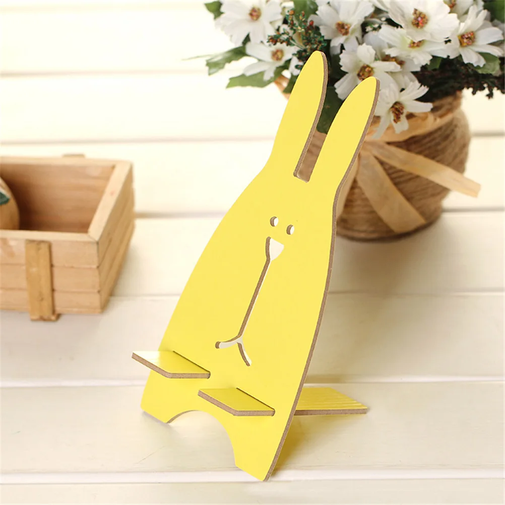 Милая деревянная ручка держатель для карандашей Kawaii Подставка-органайзер для ручек креативный офисный держатель для мобильного телефона с кроликом подставка - Цвет: Цвет: желтый