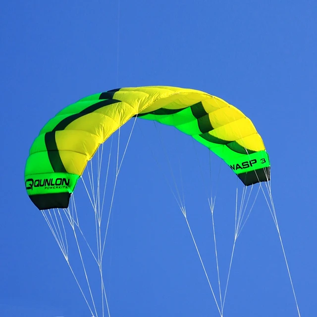 Best price at $280 Cheap 3Sqm Quad Line Stunt Kite Parafoil Parachute Trainer Power Kite Kiteboarding Kitesurfing Traction Kite With 36cm Handles Lines