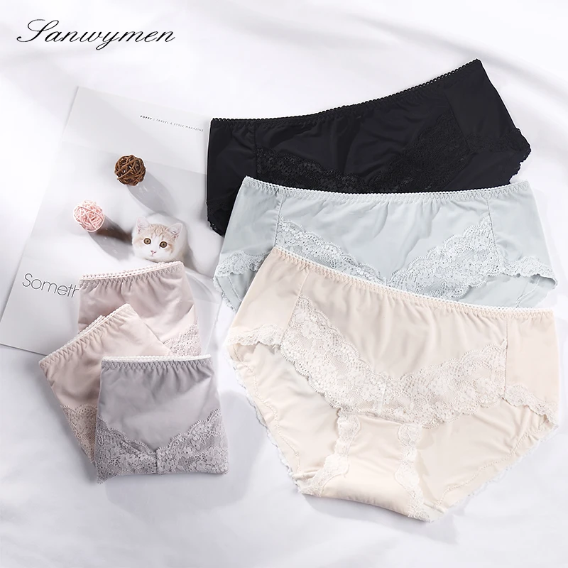 

Women's underwear Ice silk Elastic tight Thin section super soft underwear Comfortable lace panties Full of elasticity ST-9182