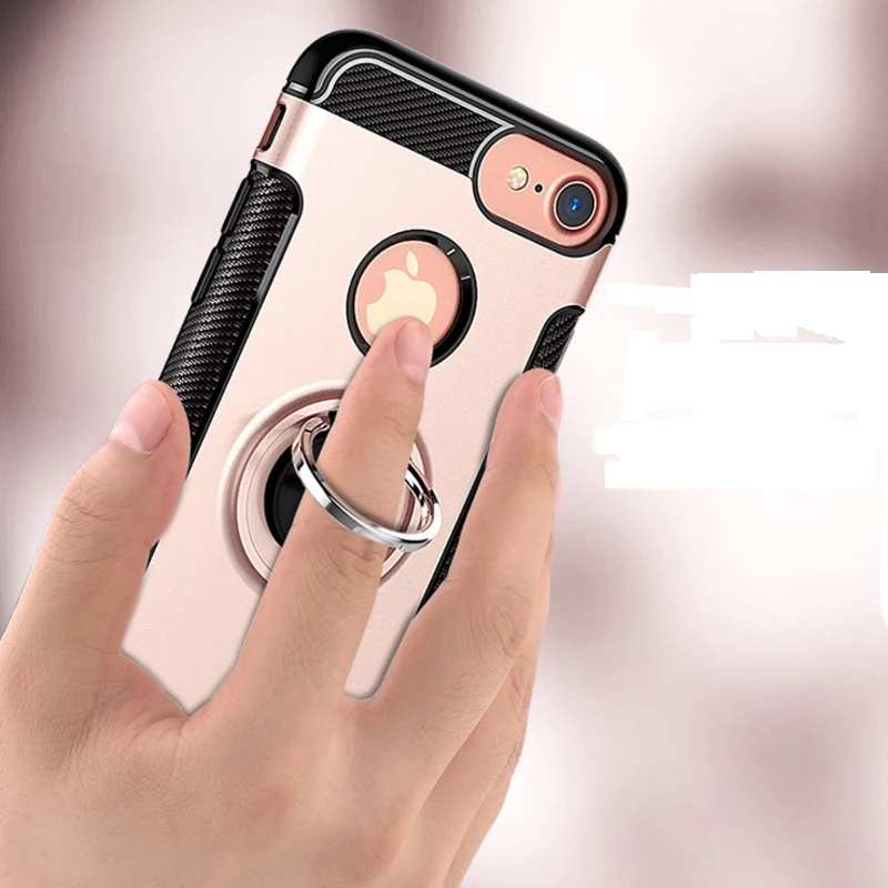 Для iPhone 7 плюс 8 Plus Металл палец кольцо Kickstand покрытие автомобиля магнитная