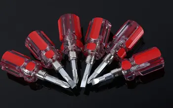 

9pcs Stubby Screwdriver Short Handle Mini Turnip Head Screwdriver Double Head Household Screws Cross Slot Type Screwdriver