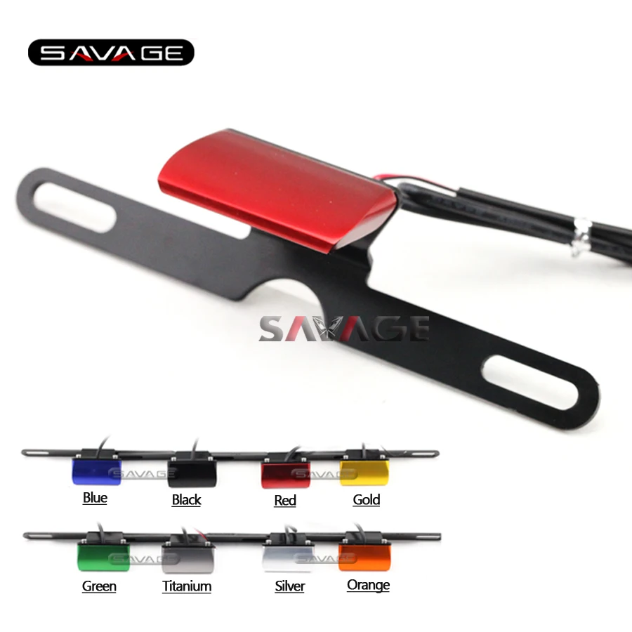 Universal Motorcycle font b Accessories b font CNC Aluminum License Plate LED Light For SUZUKI GSXR