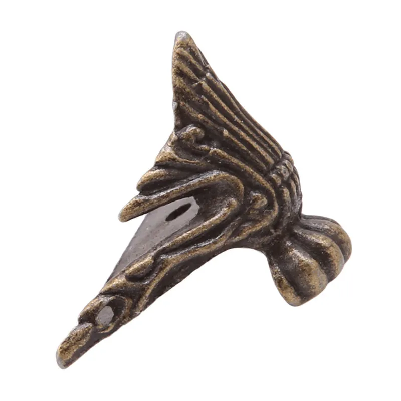 4pcs/set Antique Bronze Brass Jewelry Chest Wood Furniture Box Decorative Feet Leg Corner Protector Vintage Decoration QB878443