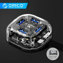 ORICO 4/7 портов USB3.0 концентратор прозрачный высокоскоростной с микро USB интерфейс питания usb-хаб поддержка OTG для Mac/Windows/Linux
