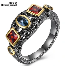 Dreamcarnaval 1989 bague néo-gothique pour femme rouge bleu Olivine zircon cubique en ovale carré rond forme bijoux de fête WA11526