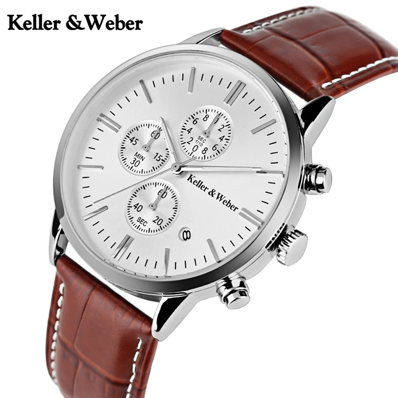 

Keller & Weber Men's Chronograph Watches Quartz Sport Army Watch Business Casual Wristwatch Gifts Clock Male Hour Reloj Hombre