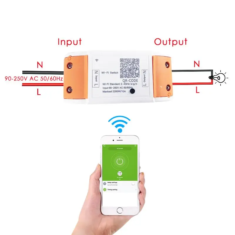 

WiFi Smart Switch Wireless Remote Control Light Timer Relay Switches 110V 220V Home Automation Module Works With Amazon Alexa