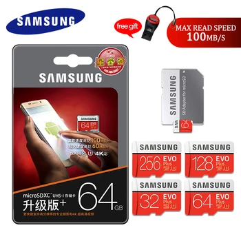 

SAMSUNG Micro SD Card 256G 128GB 64GB 32GB 100Mb/s Class 10 U3 SDXC Grade EVO plus Micro SD Memory Card TF Flash Card