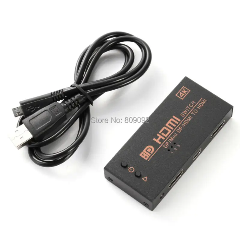 4 К 3D Mini HDMI + Mini DP + DP 3 в 1 из коммутатор 3 в 1 из распределитель HDMI Splitter для HDTV PS3 Xbox/портативных ПК