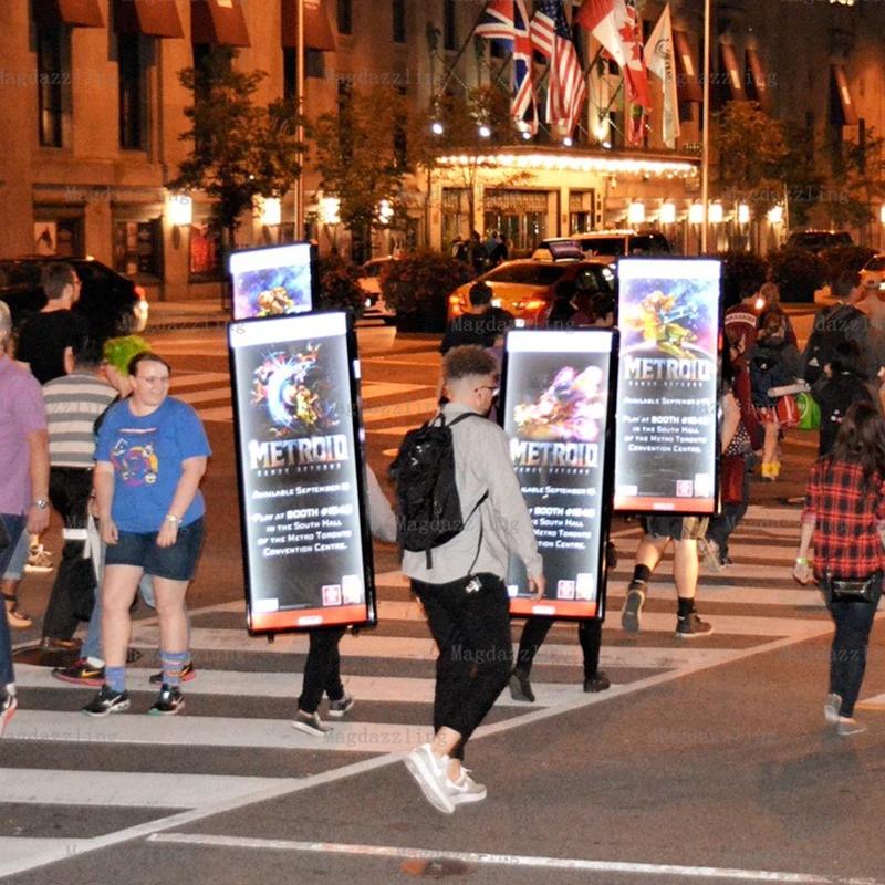 2pcs 63x150cm Double Sided Human Backpack High Brightness Led Walking