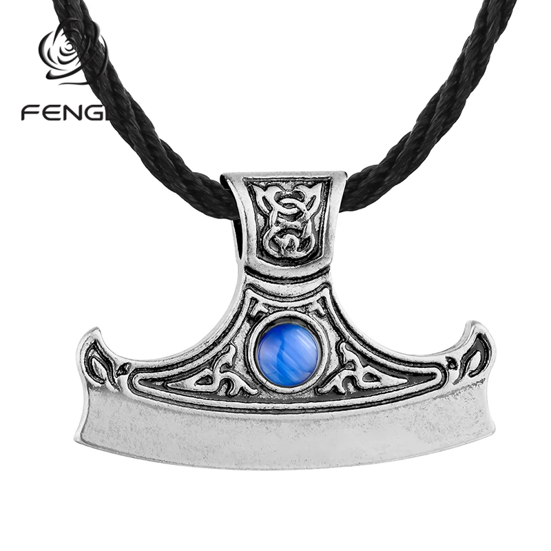 FENGLI топор Perun Amulet Blue стразы ожерелья для женщин и мужчин символ коловрата Топы