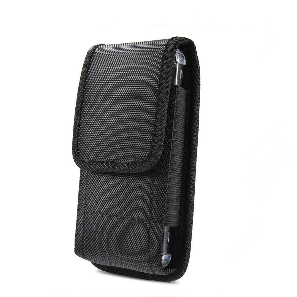 Riñonera portátil para teléfono, bolsa de almacenamiento de cintura colgante, Clip de cinturón sin mosquetón, color negro sólido, para exteriores, para hombre y mujer