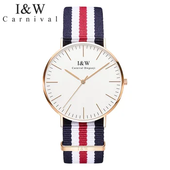 

Carnival iw couple watches women's watch quartz watch canvas fashion trend waterproof student table men's watch cloth with simpl