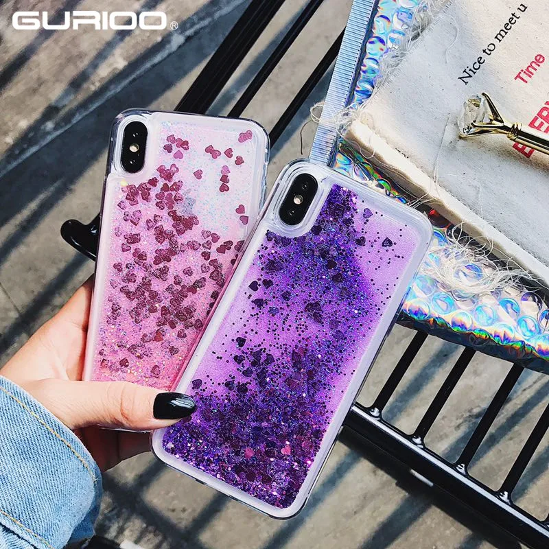 

Bling Sequins Soft Heart Glitter Liquid Quicksand Cover For Huawei Honor 6X 7A 7X 8X 9 9i V10 Mate 8 9 10 20 Lite Pro Y5 2017