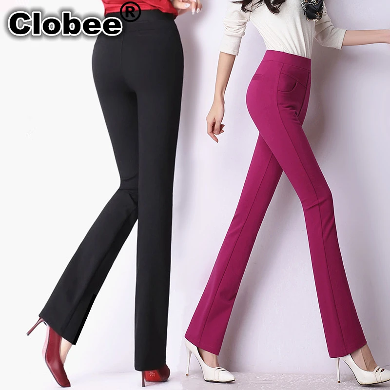 

2019 Office women classical business suit high waist pants wide leg stretch office ladies work pants plus size pantalones mujer