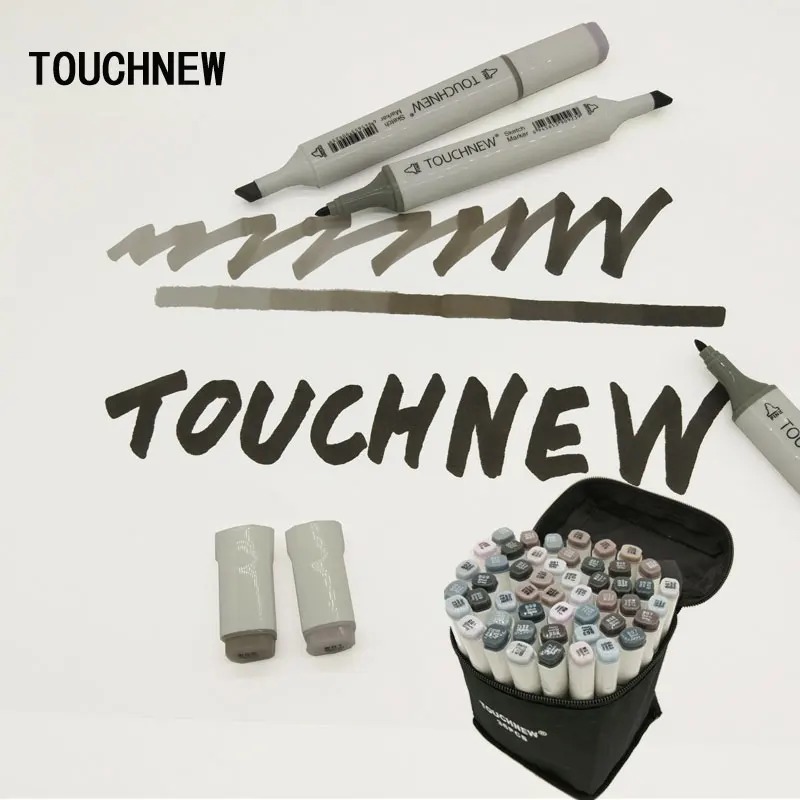 

Touchnew Art Marker Double-Ended Alcohol Based Ink Neutral Gray Color Sketch Gray Tones
