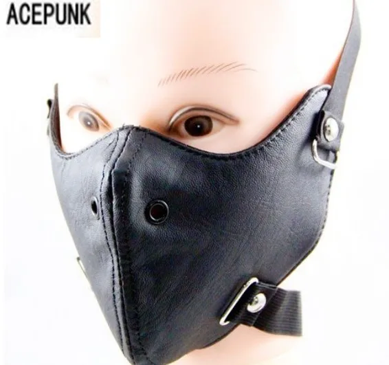 Черные кожаные маски в стиле панк; Новинка года; модные вечерние мужские маски в стиле панк-рок; маски для лица в стиле хип-хоп; Вечерние Маски на Хэллоуин