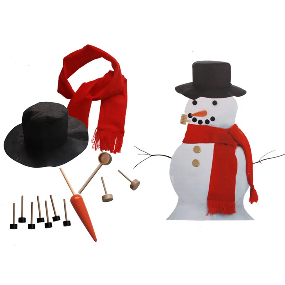 

Red Snowman Dressed Up Kit Winter Tools Outdoor Games Christmas Home Decorations#4Q16