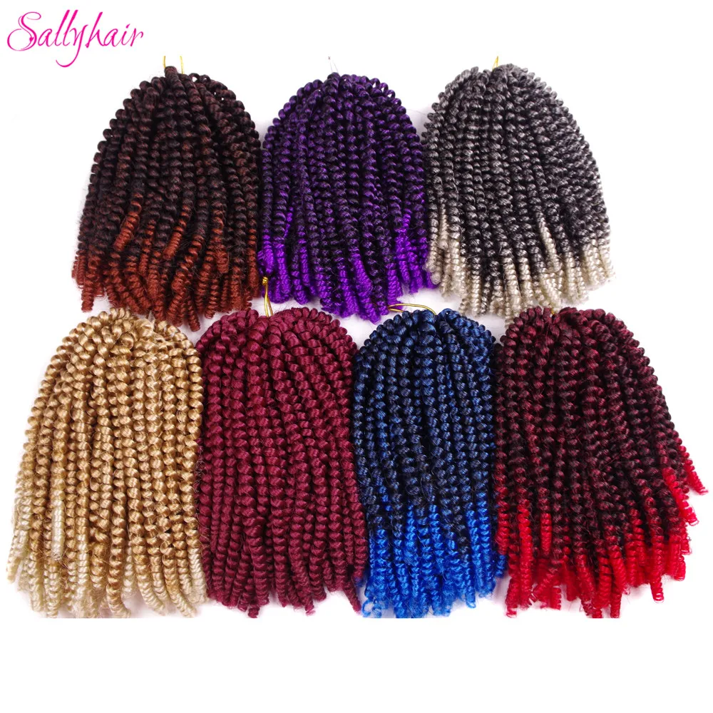  Crochet Braids Ombre Spring Twist Hair Kanekalon Synthetic Hair Extensions Braids Kinky Curly Twists (59)