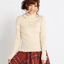 Liz Lisa/новинка года, осенняя Модная трикотажная рубашка с длинными рукавами и кружевным бантом, Женский японский размер