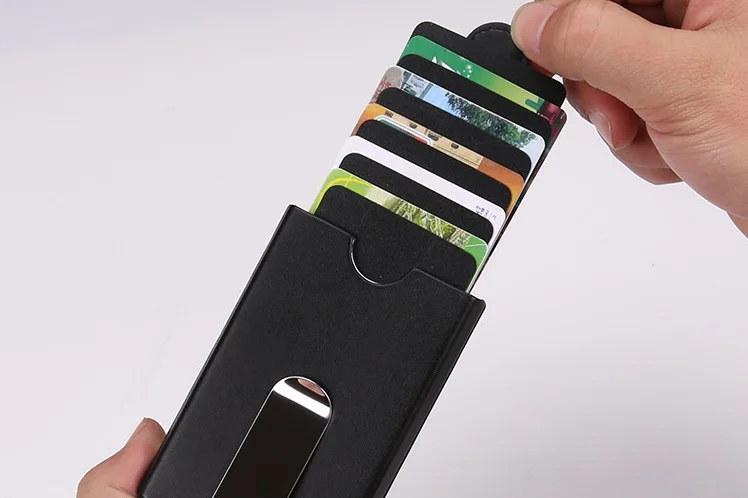 Оптовая продажа мужской держатель для карт металлический держатель для кредитных карт алюминиевый кошелек для денег с блокировкой