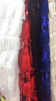 

4 colors hot sale DiuDiu-61201 embroidered net lace fabric with sequins for the wedding dress
