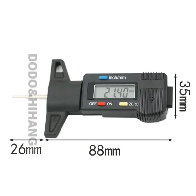 New Car Tyre Digital Tread Brake Pad Shoe Gauge Depth Tester Guage Black Free Shipping