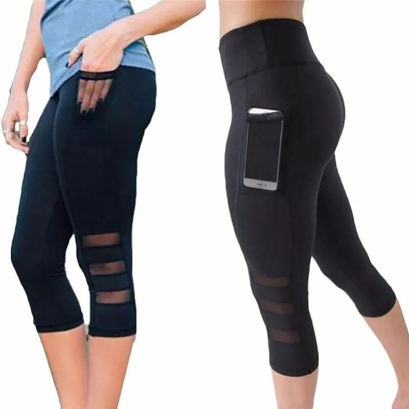 Women High Waist Yoga Gym Legging Calf length Pants Pant Sport leggings