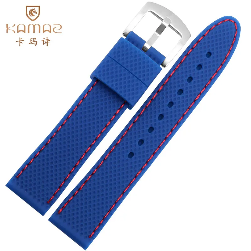 Резиновые часы с мягким силиконовым спортивным дайвингом для мужчин и женщин часы с военном ремешком пряжка 18 20 22 24 мм Резиновая лента Часы - Цвет ремешка: Blue Red Line