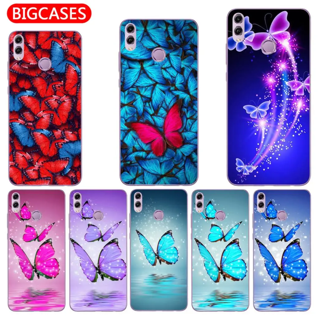 For Huawei Honor 8X Case Cover 6.5&quot Soft TPU Silicone Popular Cute Color Shiny Dreamy Butterfly Painted Protective Phone |