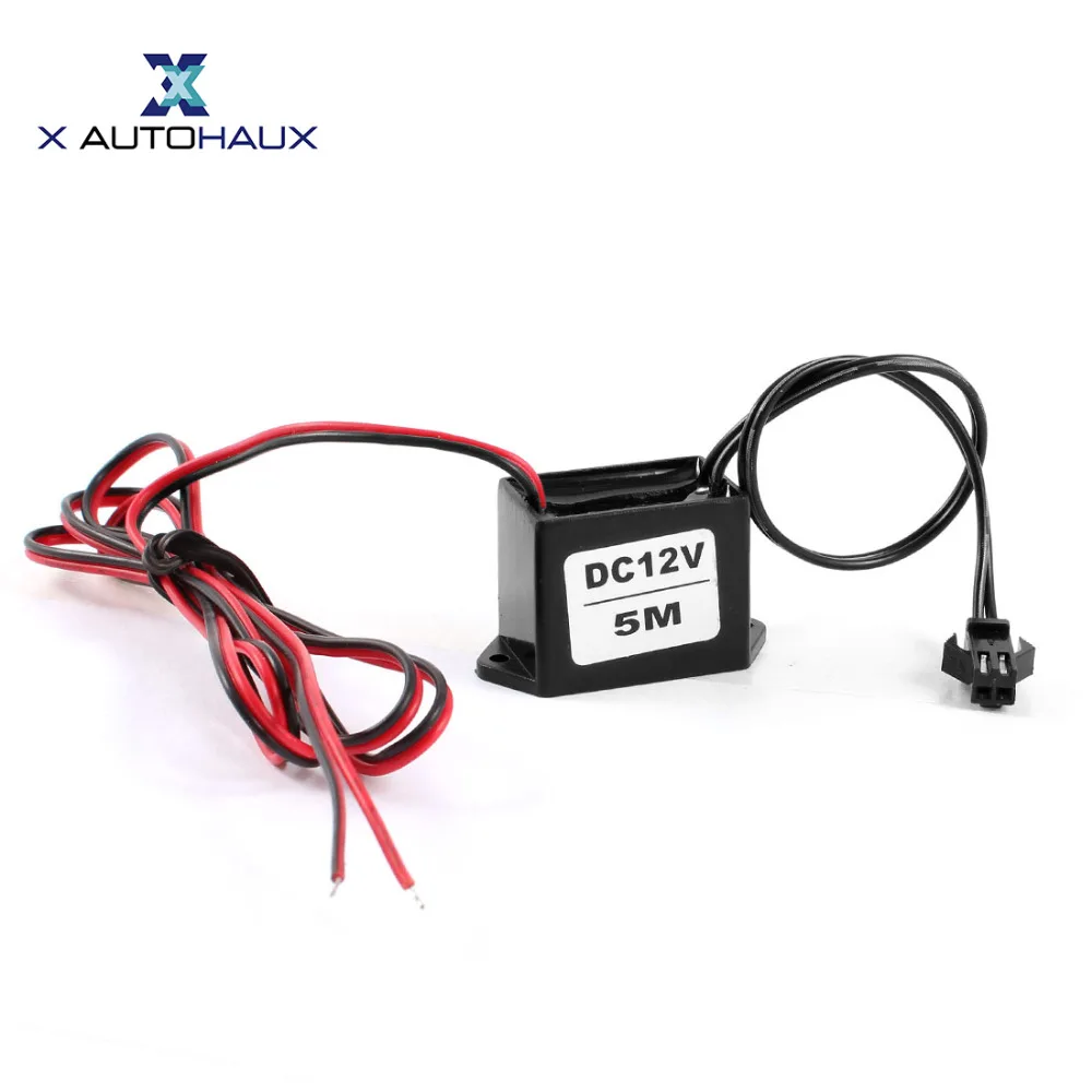 

X AUTOHAUX Red Black Cable DC 12V EL Wire Neon Glow Strip Light Driver Unit Inverter internal
