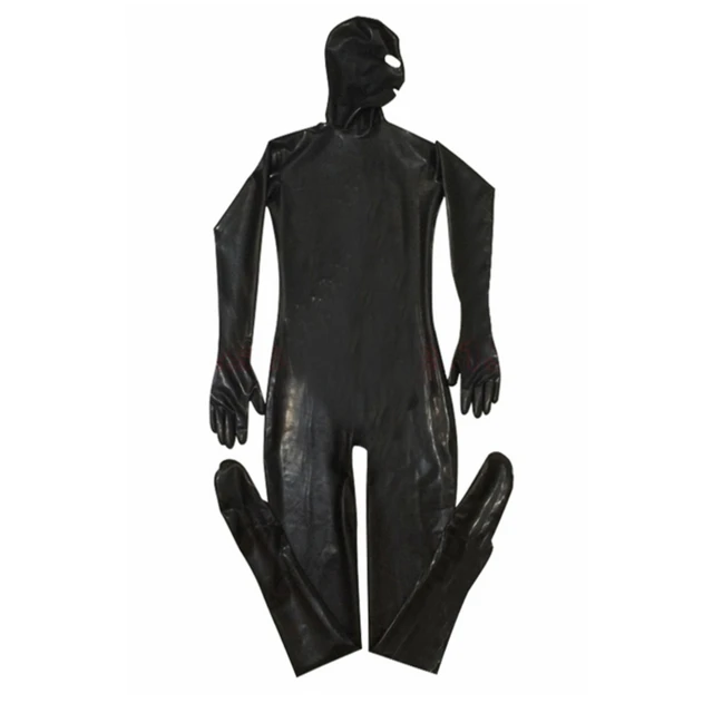 XXL Erotic Leotard Gay Men Sexy Fetish Latex Nightclub Catsuit PVC Costumes Prisoner Cosplay Body Suit Black Leather jumpsuit -