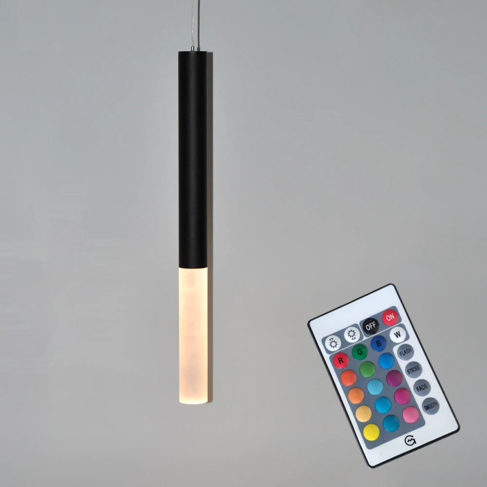  Infrared remote control RGB led Pendant Lamp cylinder light Kitchen Island Dining Room Shop Bar Cou - 32877217717