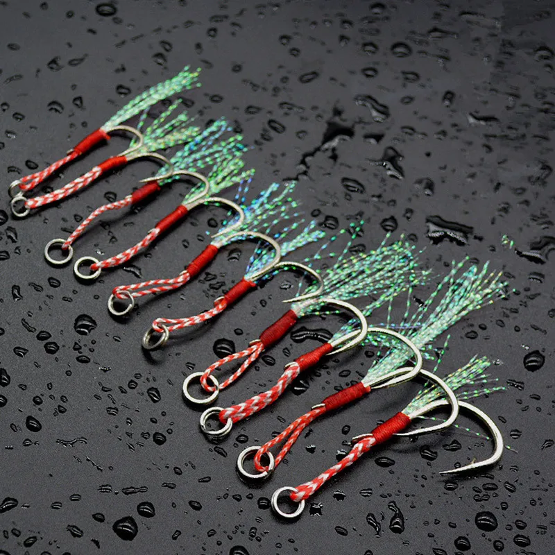 

Fishing Jigbait Lure Hook Bind Feather Strengthen Ocean Boat Trolling Fishhook Jig Hooks Size 10-20 Lot 4 Pieces
