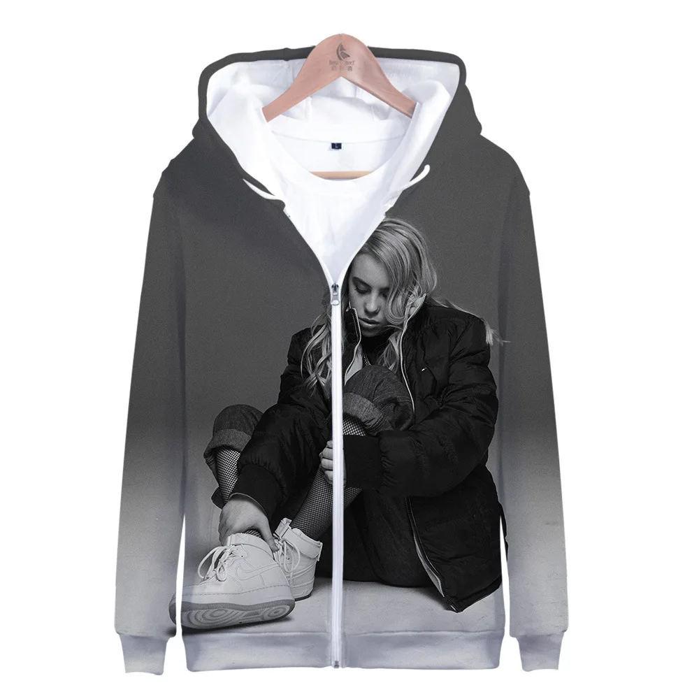 

Billie Eilish 3D Printed Men's Cardigan Hooded Sweatshirt Fleece Jacket Men's Hoodies Outerwear 2019 Brand New Fashion Menswear