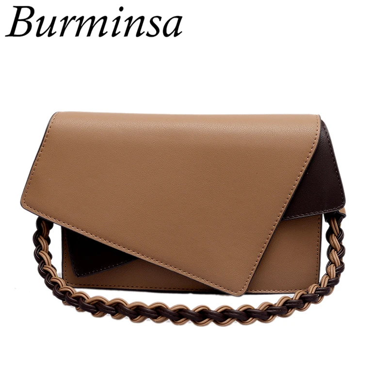 

Burminsa Patchwork Women Shoulder Messenger Bags Female Clutch Bags Unique Braided Strap Crossbody Bags For Women 2018 Ins Hot
