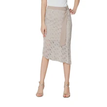 WEIXINBUY 4 цвета женские юбки кофе Сплит спереди Повседневные Вечерние женские винтажные юбки Кружевная юбка Асимметричная Лоскутная