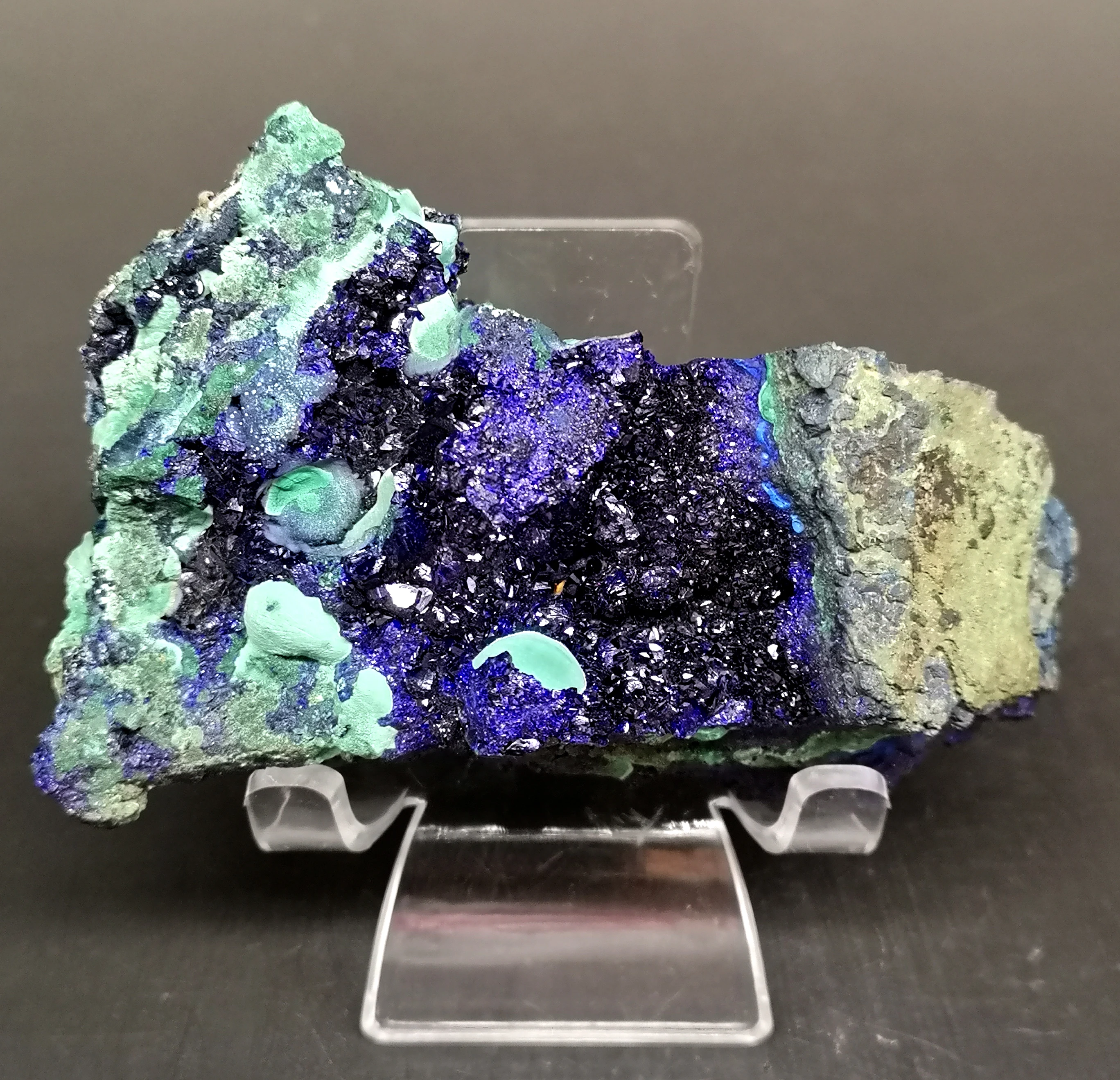 261 г натуральный Блестящий Azurite/Малахитовый симбиотический минеральный кристалл