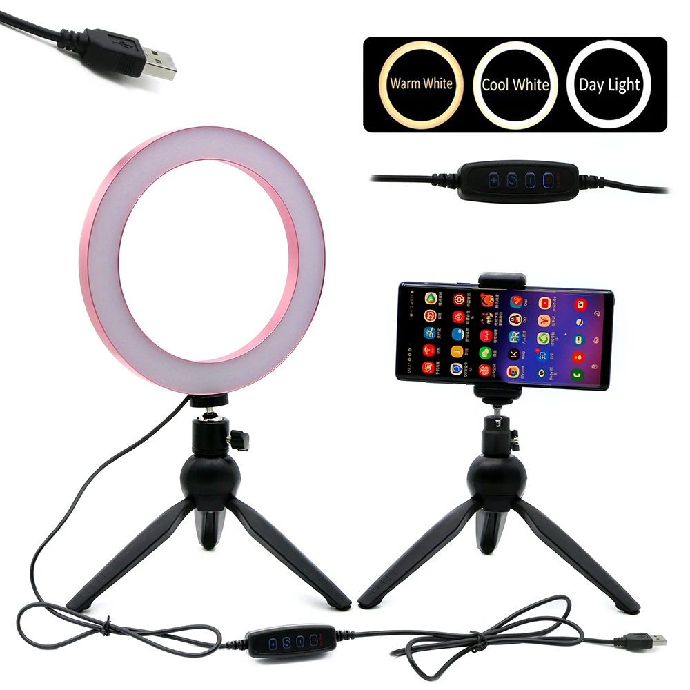 " /10" светодиодный кольцевой светильник для селфи с штативом и держателем для сотового телефона, настольная лампа, светодиодный мини-светильник для камеры для YouTube Live Makeup