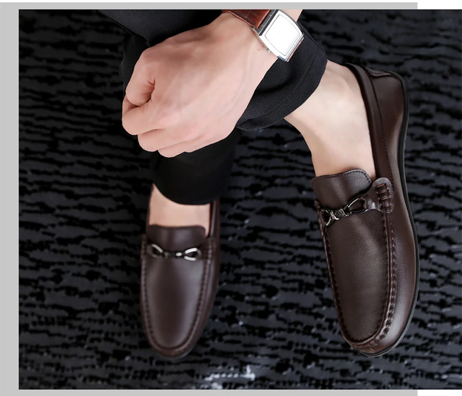Модная мужская обувь; лоферы из натуральной кожи; Мужские дышащие коричневые и черные туфли на платформе для мужчин; молодежные слипоны для вождения в городе