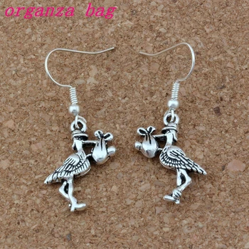 

Stork New Baby Pregnant Expecting Earrings Fish Ear Hook 24pairs/lot Zinc alloy Chandelier Jewelry 17x41mm A-255e