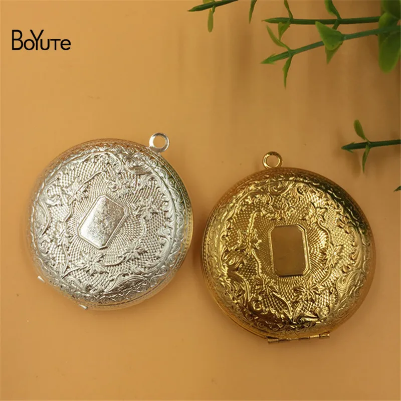 BoYuTe 2Pcs Round 5013MM Big Metal Copper Floating Photo Locket Pendant Charms Diy (1)