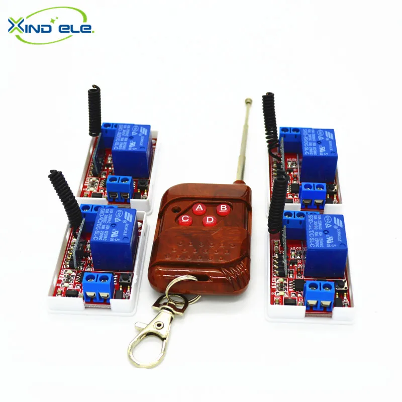 

XIND ELE, 1 Way, 315mhz 4pcs Remote Control Learning Switches 12V DC + a 4-key RF Controller #RF12-1LM-315-4+PW4#