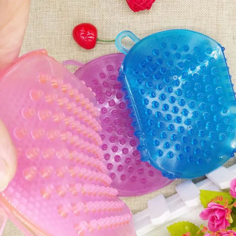 لينة سيليكون تدليك فرك قفازات ل تقشير الجسم حمام فرشاة التقشير قفازات Footbrush فرشاة غسل الجسم