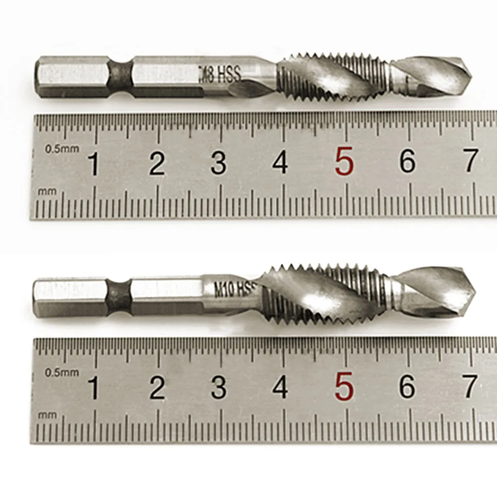 1 шт. HSS сверло с шестигранным хвостовиком 1/4 метрический титановый спиральный кран с винтовой резьбой комбинированный Буровой инструмент M3 M4 M5 M6 M8 M10