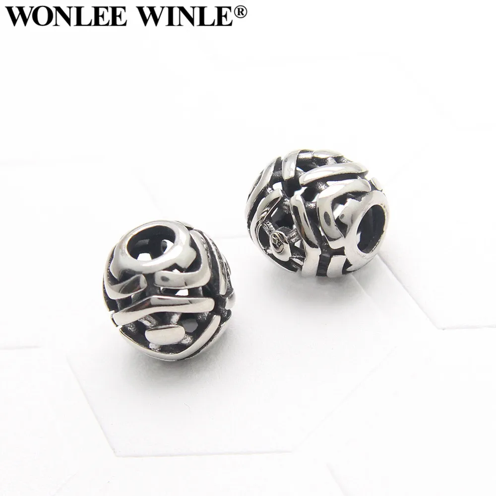 

Wonlee Winle Stainless Steel 4.5mm Hole Tortoise Oval Beads Charm For Bracelet Jewelry Making DIY Men&Women String Bracelets