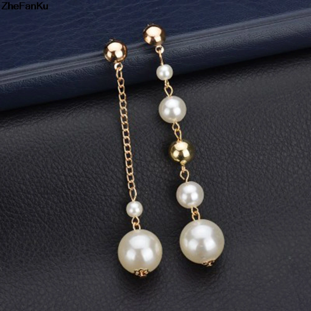 maxi brinco luxury jewelry long pearl earrings White Gold pearl long