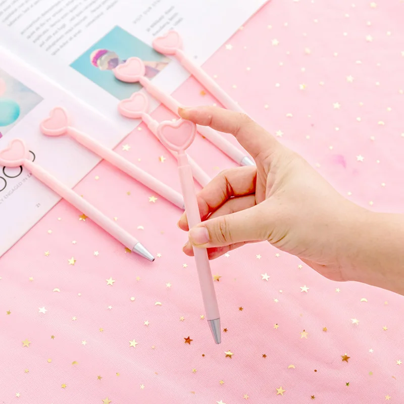 Гелевые ручки Love 0,5 мм Kawaii розовые ручки в форме сердца милые нейтральные ручки для девочек, подарок для школы, школьные принадлежности, корейские канцелярские принадлежности