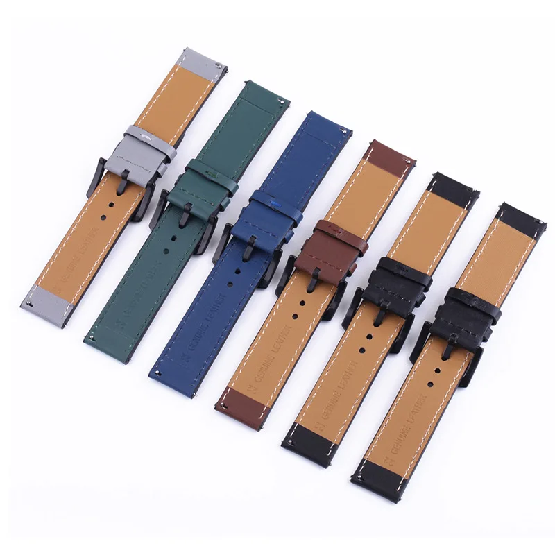 Genuine Cow Leather Watchband Replacement Watch Magic Quick Release Band Steel Buckle Strap Wrist Belt Bracelet Accessories